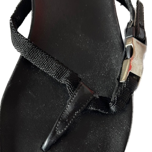 PRADA Vintage Flip Flops leather patent leather fabric w/silver buckle EUC  7 - Picture 3 of 10